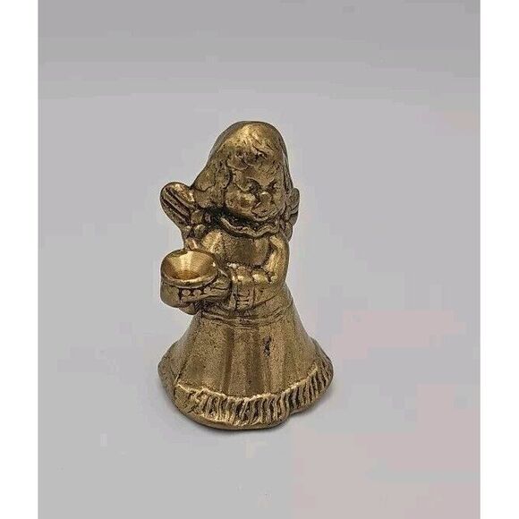 Other - Vintage‎ Hollow Brass/Bronze Angel Miniature Figurine Candle Holder 2.25"